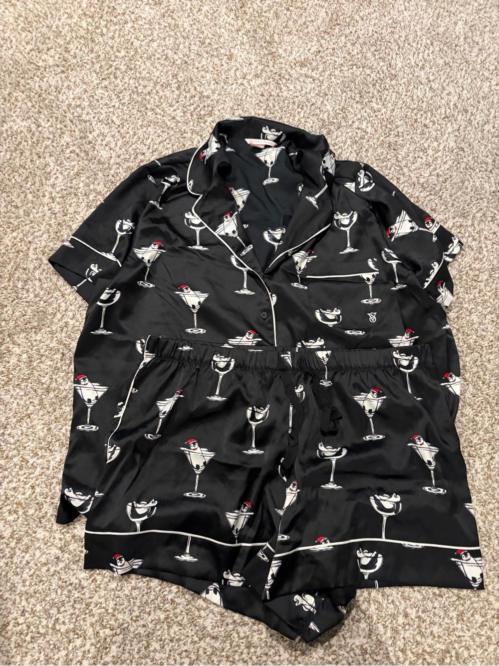Victorias Secret Cocktail Penguin Satin Pajamas XL